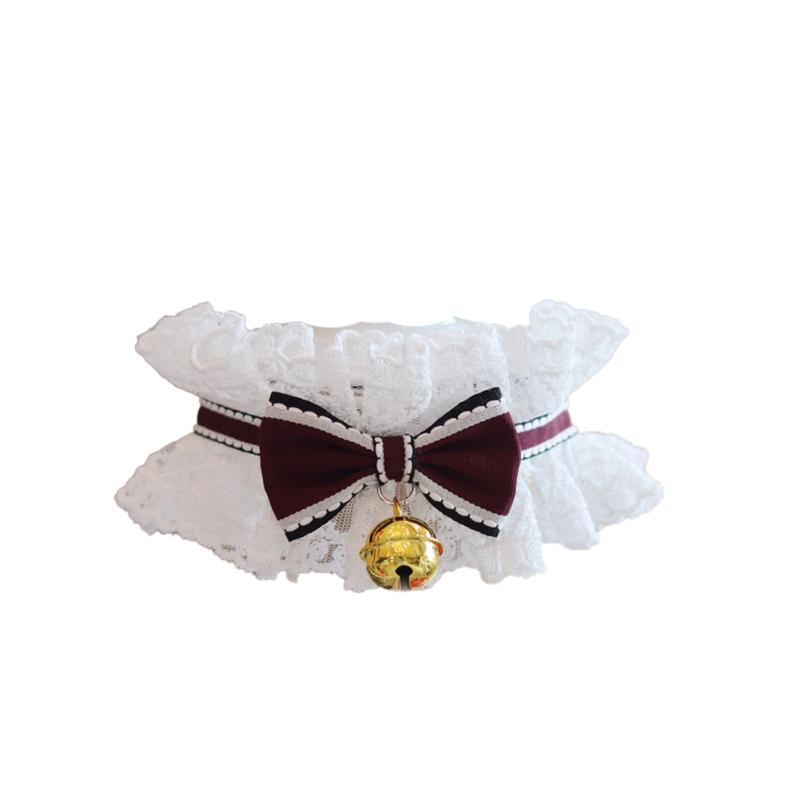 Fashionable Pets  Lace  Collar With Bell Bowknot Bib Breathable Necklace Accessories Decoration For