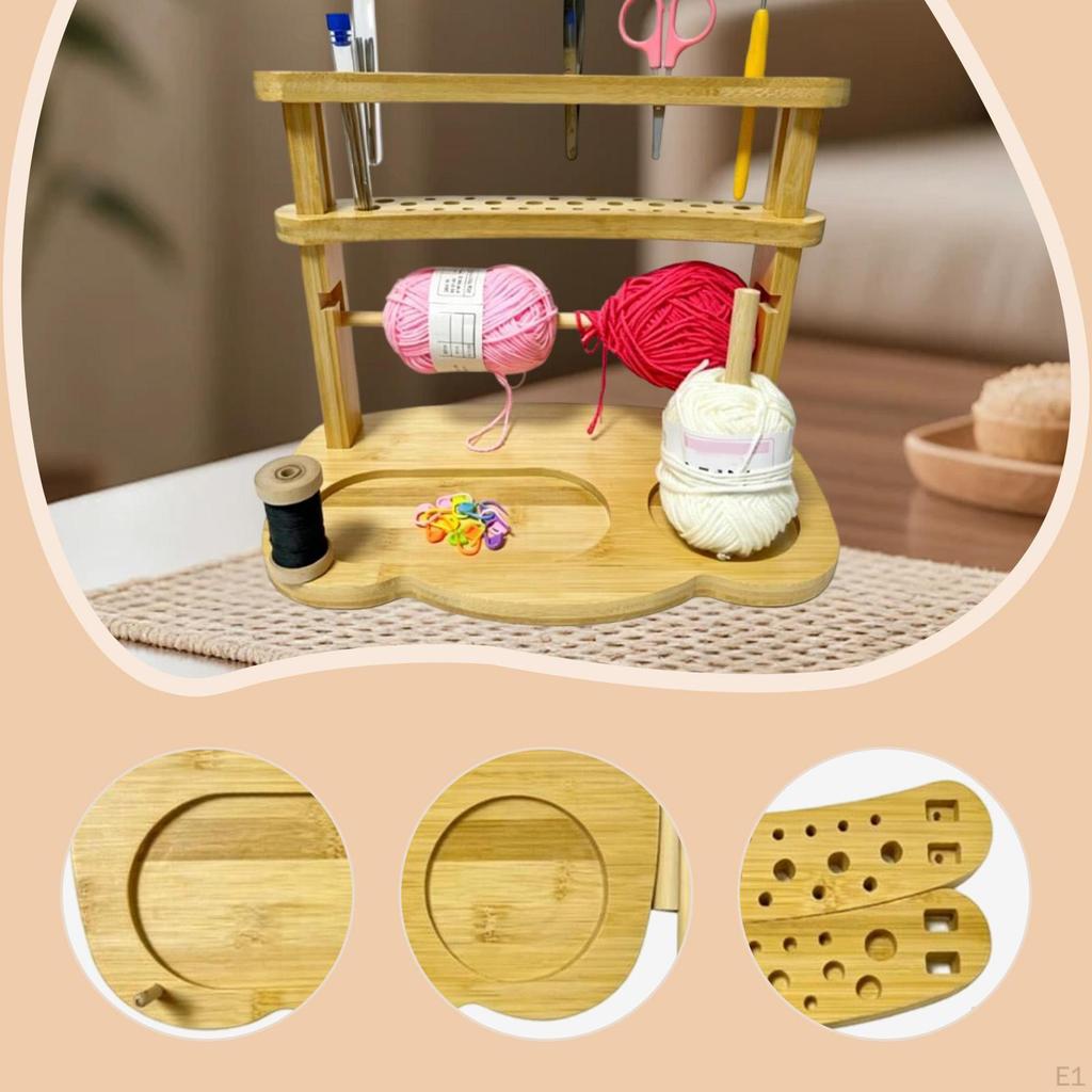 Yarn Ball Holder Crochet Hook Storage Tray Easy Assembly Sturdy Rack Stand Sewing Thread