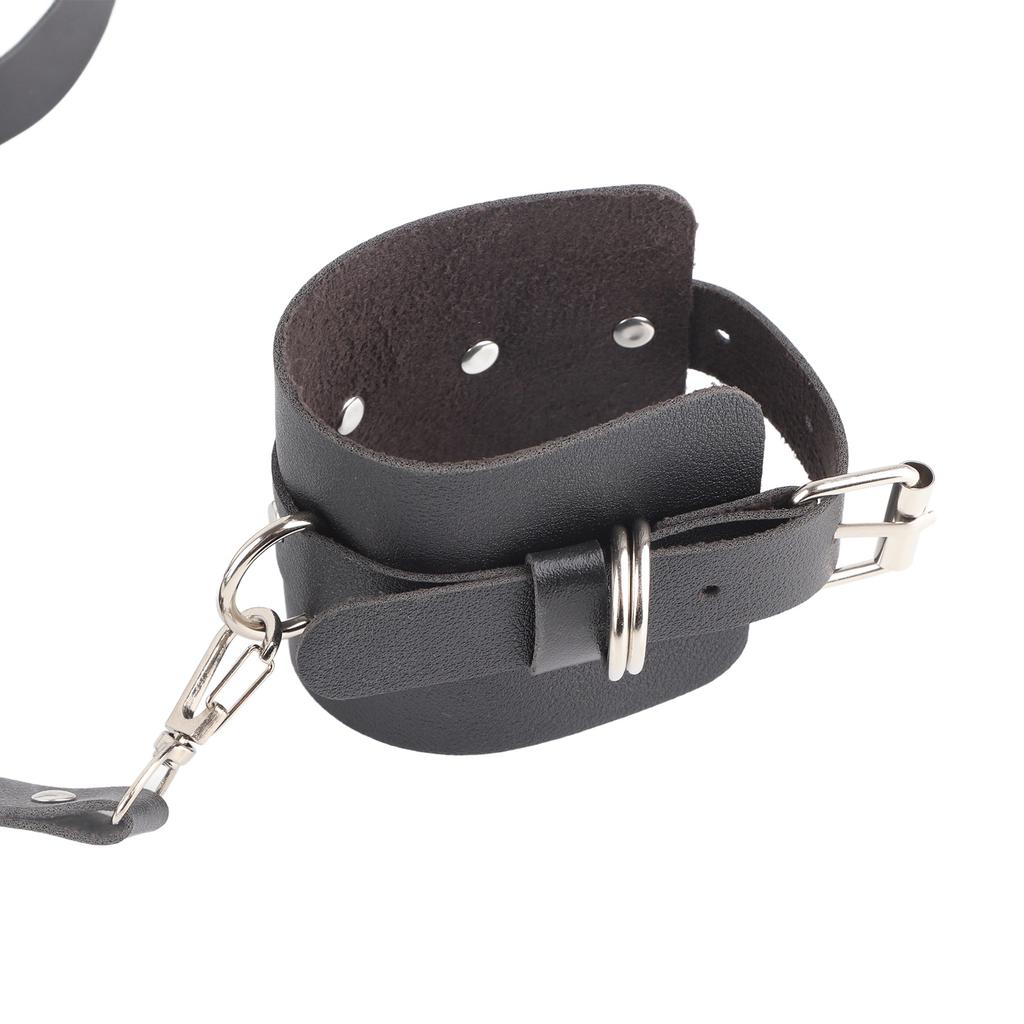 חגורת עור PU עם שרשרת ומנעול אבזם מתכת מתכוונן חגורת מותן קשורה סגנון אופנתי שחור
