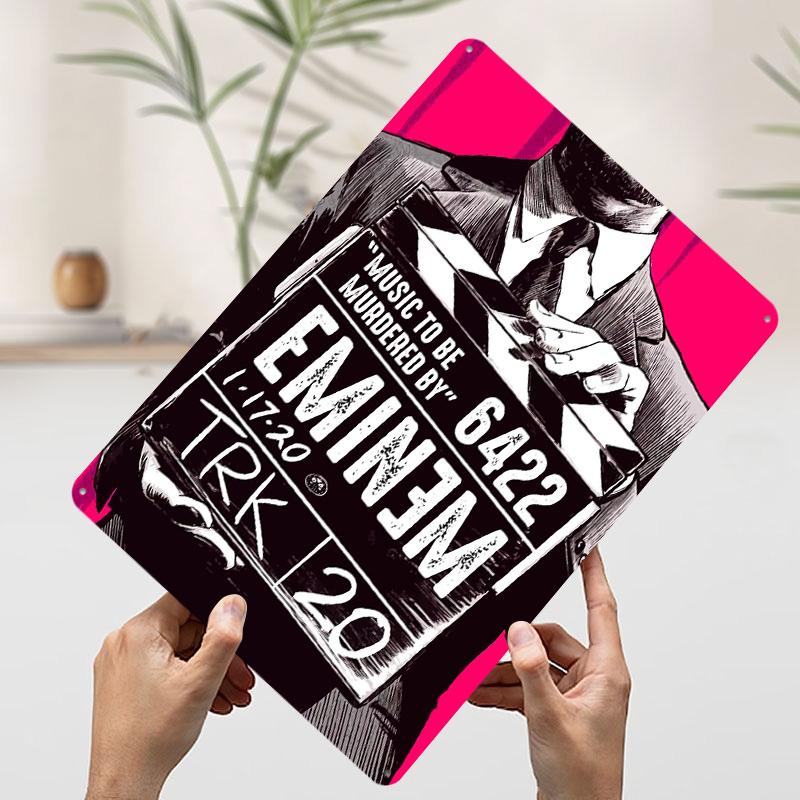 Eminem Music To Be Murdered By Printed Poster Customized Wall Art Retro Vintage Metal Tin Signs for Room Decoration Man Cave