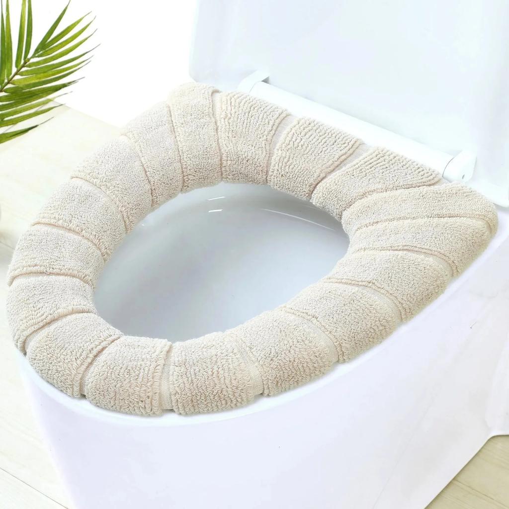 Knitting Pure Color Soft Pad Toilet Seat Washable Soft Thick Warm And Comfortable Pumpkin Shape Cover Closestool Mat Universal