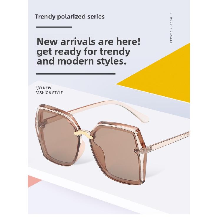 Women's Polarized Sunglasses for Driving, European and American Trendy Fashion Retro Large Frame Sunglasses, Black Frame UV400