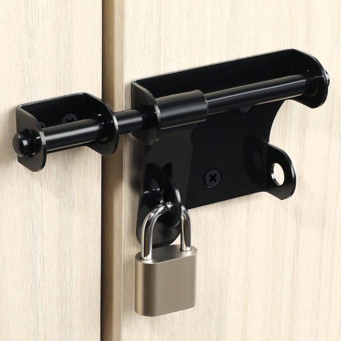 AIMOONSA Verrou porte coulissante 15 cm en acier inoxydable noir mat – loquet polyvalent