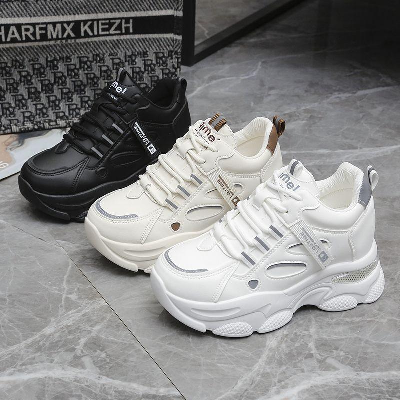 Fashion Women Retro Lace-up Sneakers Four Season New Comfortable Increased Casual Sport Shoes High Quality Wear-resistant Training Shoes