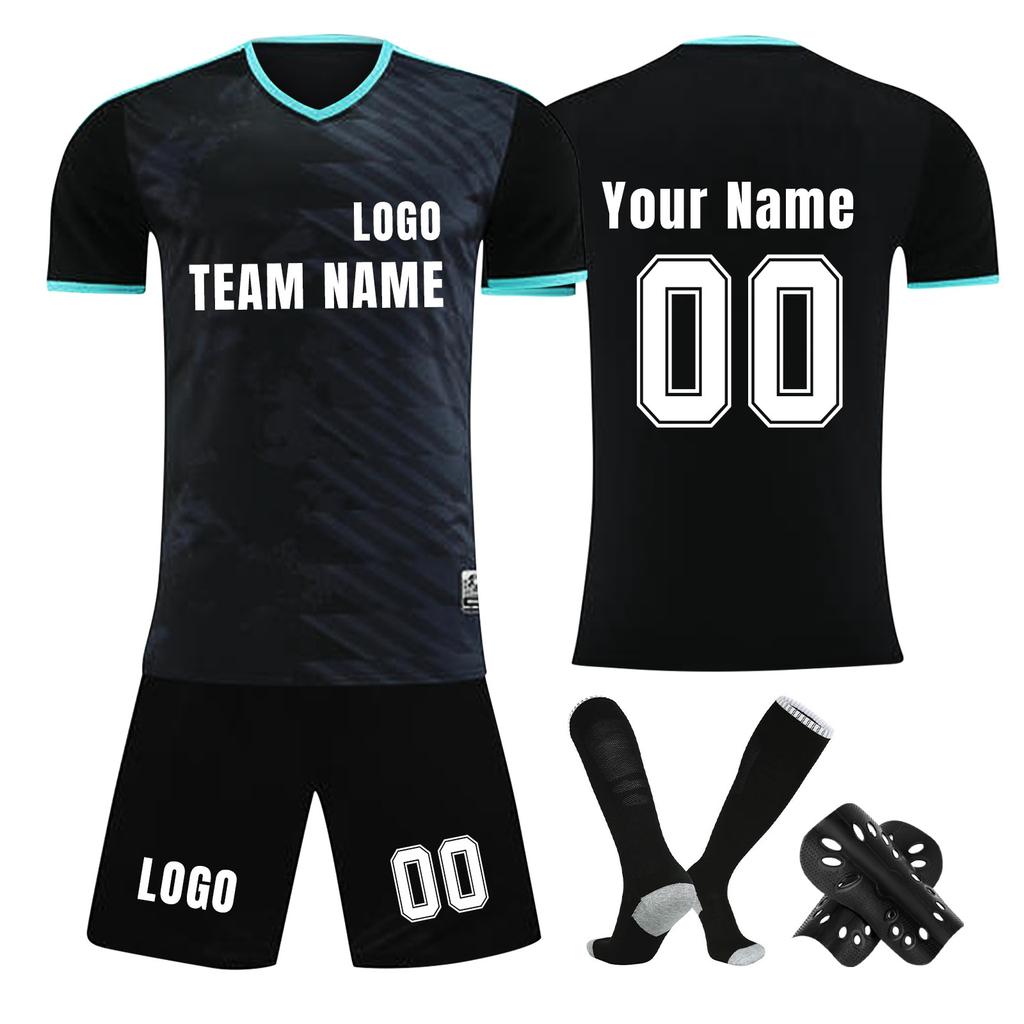 Personalisierte Shirts Kit Herren Mädchen mit Namen Nummer benutzerdefinierte Fußballtrikots für Jungen Trainingsanzug