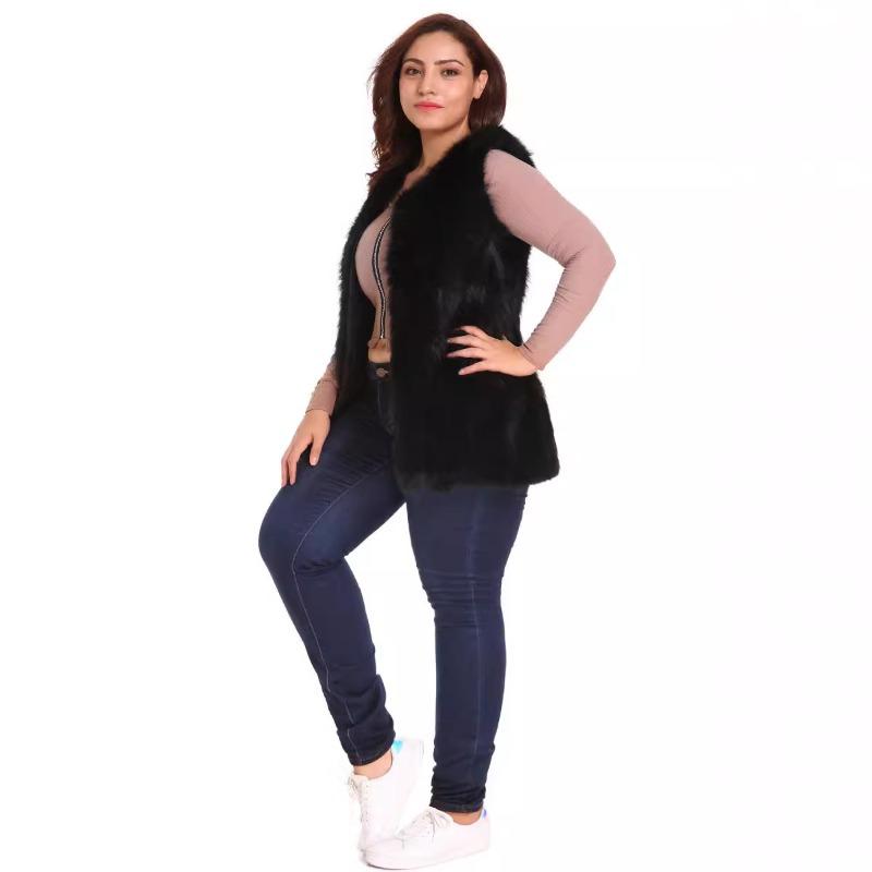 

0 Чэн Хуань осенне-зимний жилет женский средней длины жилет из искусственного меха модный 6XL чёрный