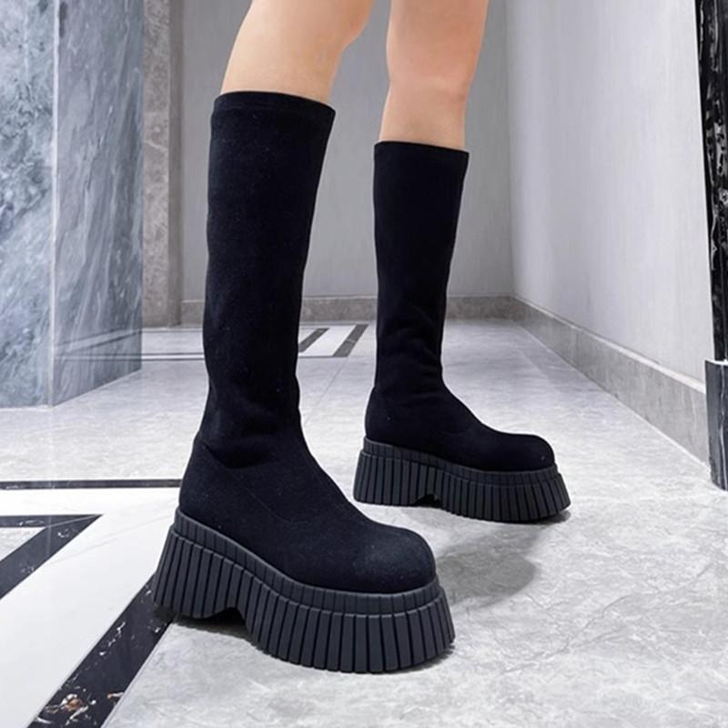 

Осенне-зимняя обувь, летающие эластичные сапоги на высокой трубке, женская обувь, длинные сапоги на толстой подошве, на длинной трубке 40 чёрный