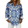 Women's Fashionable Casual Printed Long-Sleeved Button-Up Shirt