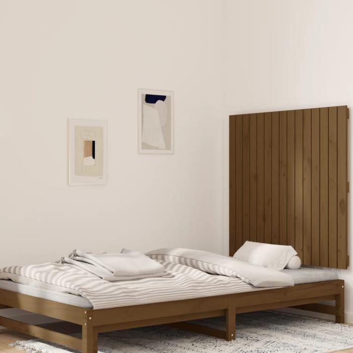 824886 vidaXL Wall-mounted Headboard Honey Brown 95.5x3x90 Cm Solid Pine Wood