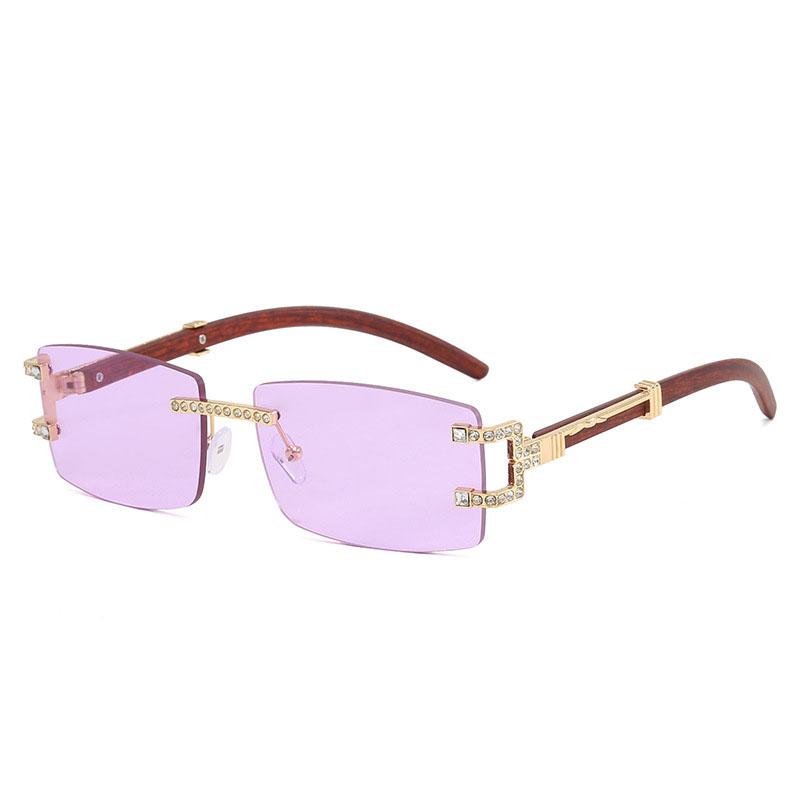 Y2K Vintage Luxury Designer Rimless Diamond Sunglasses Women Crystal Rhinestone Square UV400 Sun Glasses For Men