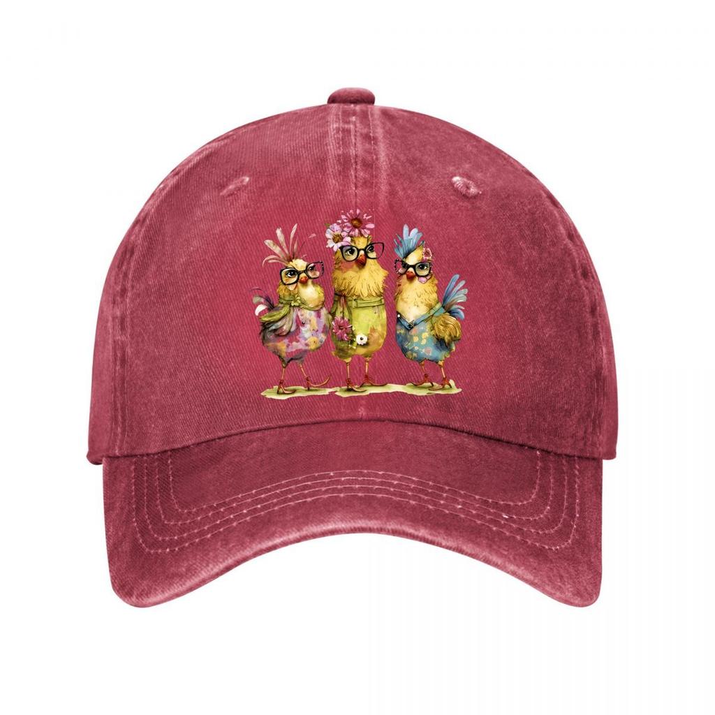 Watercolor Dressed Chicken Home Decor Washed Baseball Cap Outdoor For Womens Unisex FeUnisex