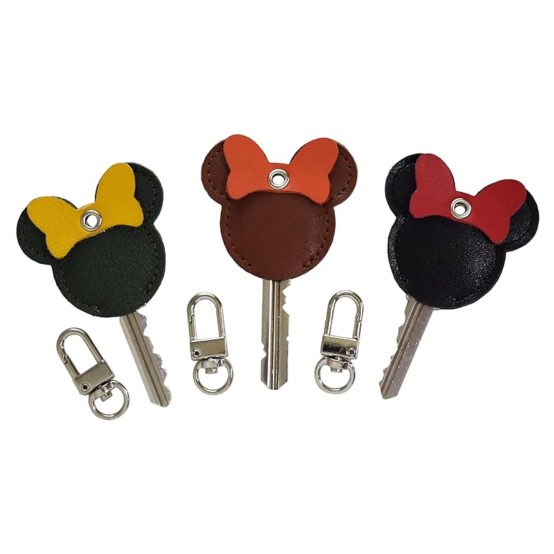 

[Angel House] key cover leather genuine leather key case keycap Crime prevention leather key cover key number Number hidden strap men s ladies mouse