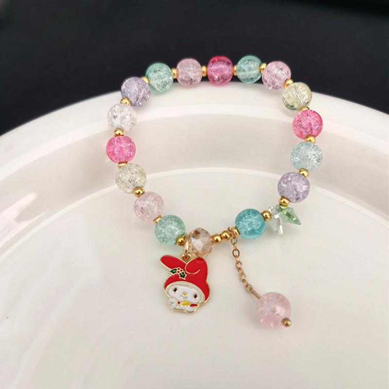 Sanrio Strawberry Bear & Kuromi Beaded Bracelet - Cute Christmas Gift for Friends
