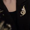 Elegant Women's Musical Note Breastpin with Rhinestones Pearls Alloy Brooch Pin Clothes Accessory for Party or Wedding