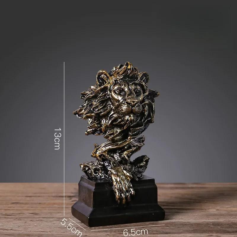 

Nordic Vintage Lion Resin Statue, Luxury Animal Figurine, Living Room Desk Shelf Decor Ornament, Modern Home Accessories Gift золотой