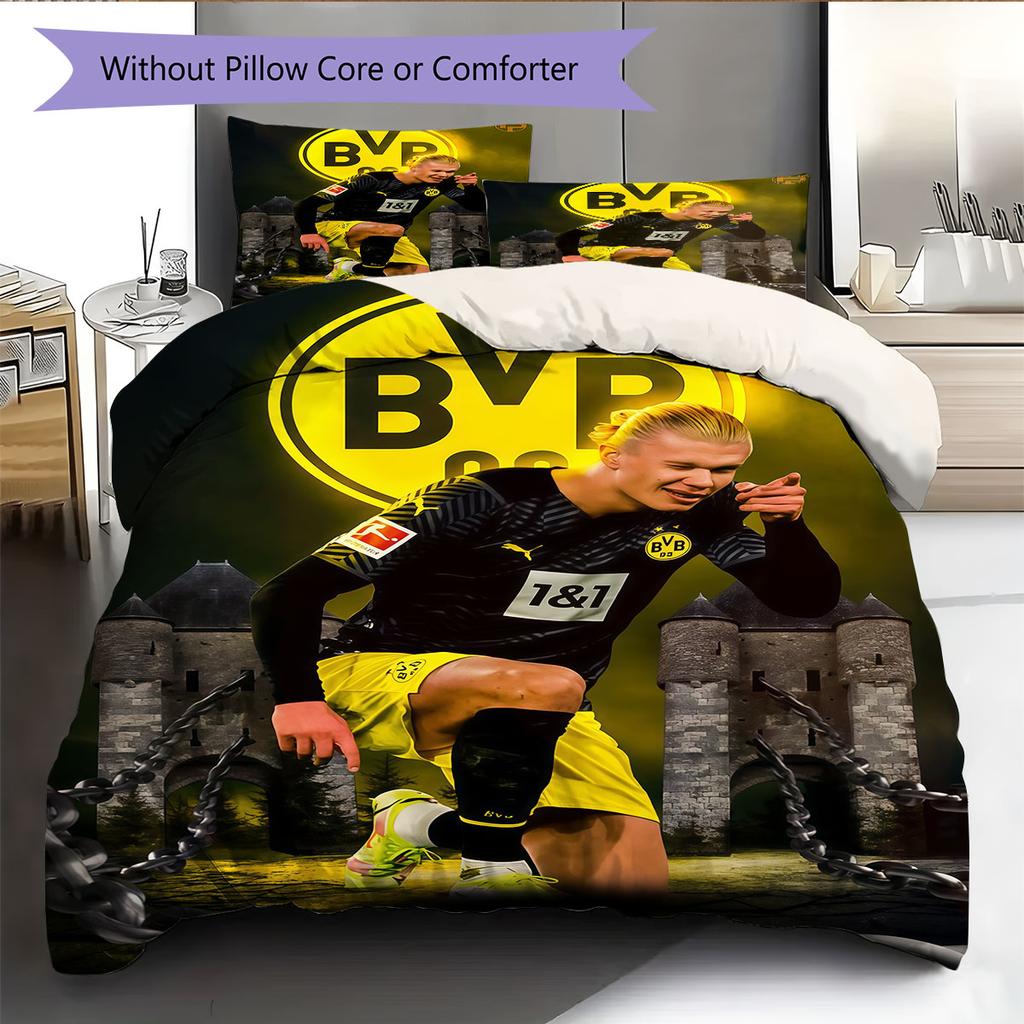 Erling Haaland Force Bedding Quilt Set Quilt Cover Pillowcase Home Decoration Birthday Gift (1 * Duvet Cover + 2 * Pillowcase, Without Core)