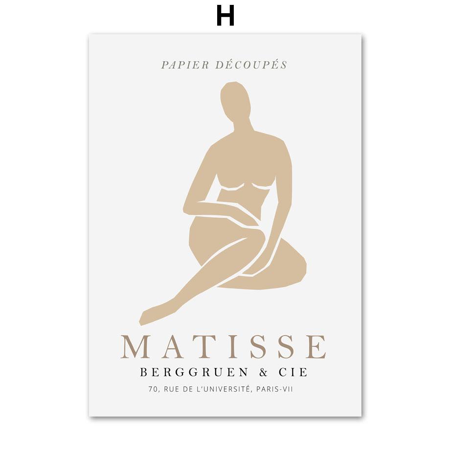 Astratto Matisse Corpo Curvilineo Donna Pianta Foglia Poster e Stampe Nordici Arte da Parete Pittura su Tela Decor Immagini per Soggiorno