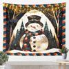 Cute Snowman Tapestry for BedroomNight Blue Christmas Tree Wall Tapestry Aesthetic Baroque Geometric Lattice Tapestries