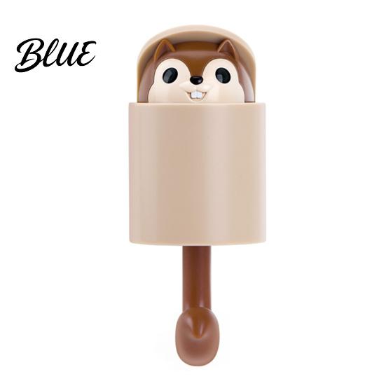 Plastic Wall Storage Key Hanger Adhesive Retractable Hook Hooks Squirrel Cartoon Animal Decompression Decor Decorative No Drilling Hook for
