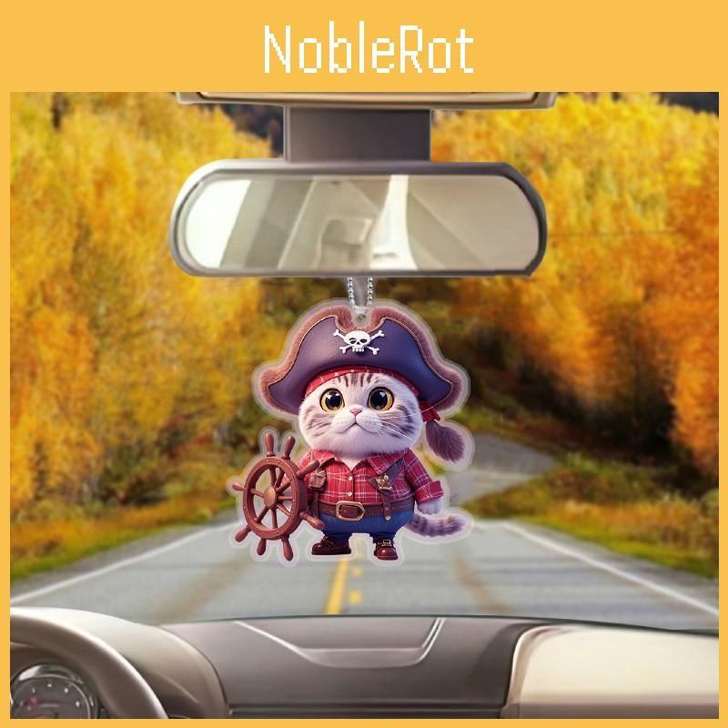 Flat Surface Acrylic Cute Pirate Cat Pendant For Vehicle Accessories Interior