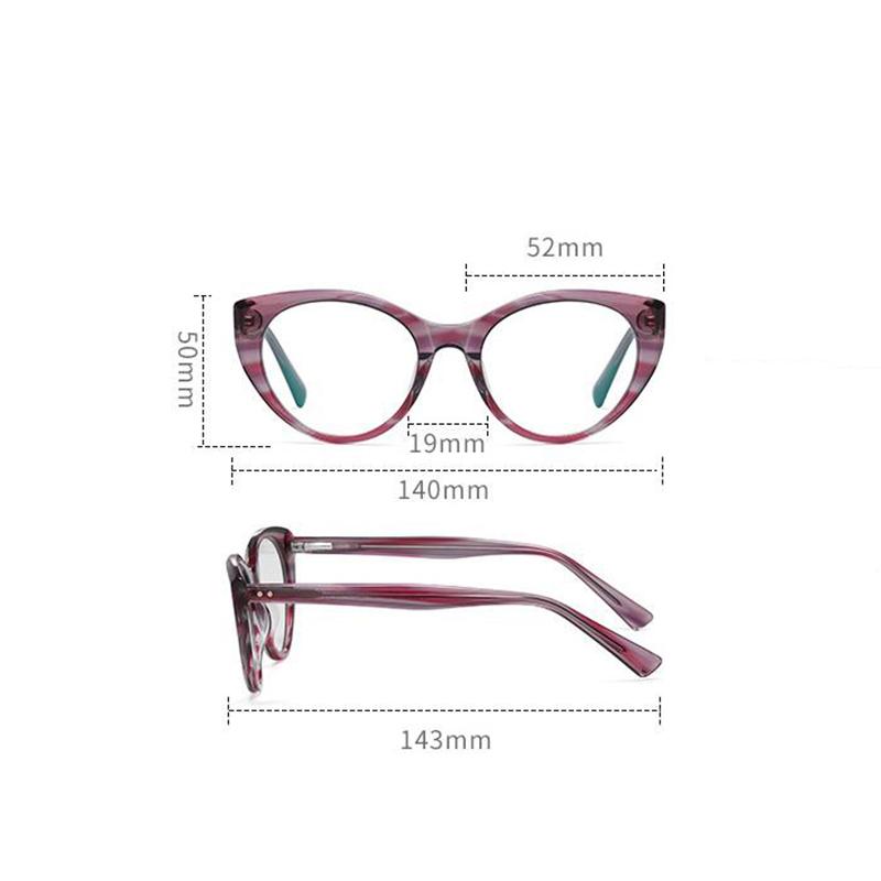 Blattrahmen, blaues Licht blockierende Katzenaugen-Korrekturbrille, Damen, Studentin, Myopie, photochrome Brille, 0 – 0,5 – 0,75 bis –6,0