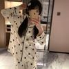 1011 New Pajamas Long-sleeved Trousers Women's Summer Cartoon Bear Hair Dot Sea Ice Silk Long-sleeved Trousers Pajamas Home