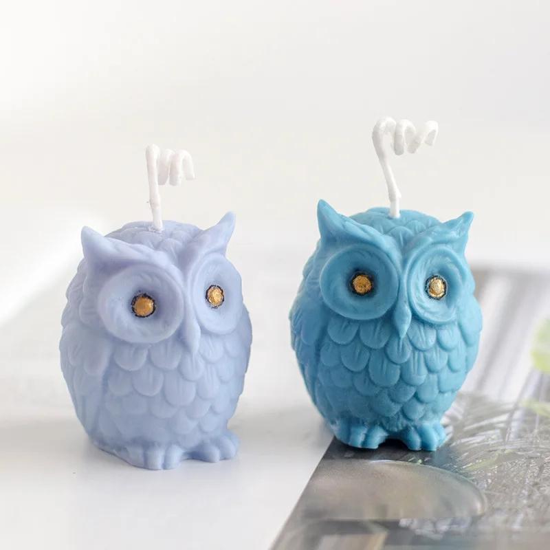 3D Owl Silicone Candle Mold Cute Animal Ice Cube Chocolate Baking Mould Handmade Soap Gypsum Crafts Resin Casting Tool Home Gift