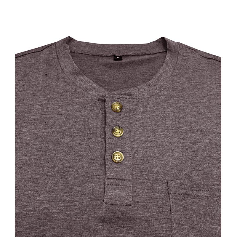 Camiseta Henley de Manga Corta para Hombre de Verano de Color Sólido - Estilo Europeo y Americano