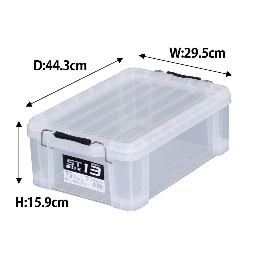 JEJ Astage ST Box #13, Made in Japan, Stackable, Clear, Disaster Preparedness Storage Box [29.5cm W x 44cm D x 16cm H]