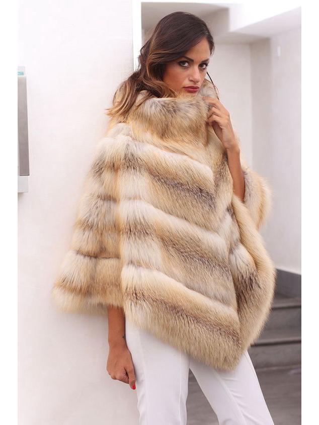 

Женский европейский и американский зимний повседневный пальто-шаль из лисьего меха One Size хаки