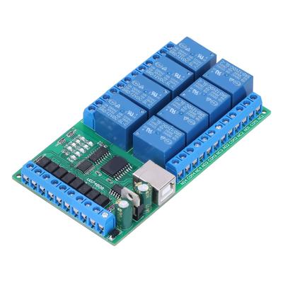 Relais-Shield-Modul, 8 Kanäle, multifunktionale USB-Relaisplatine mit AT-Befehlen