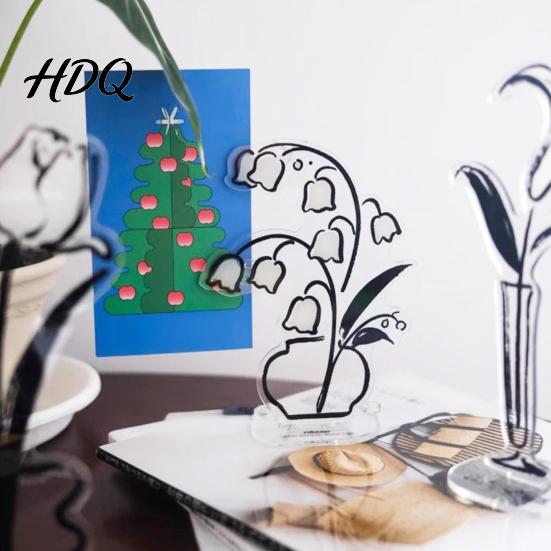 Invisible Clip Slot Holder Desk Memo Holder Acrylic Flower Vase Photo Display