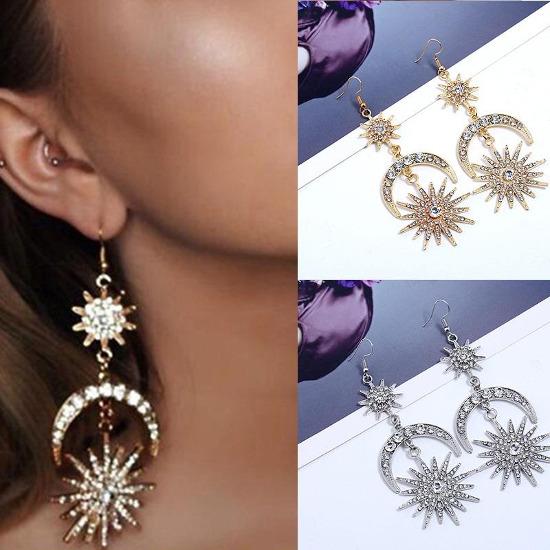 

Звезда серьги преувеличенные Sun Луны уха шпильки Драгоценные аксессуары