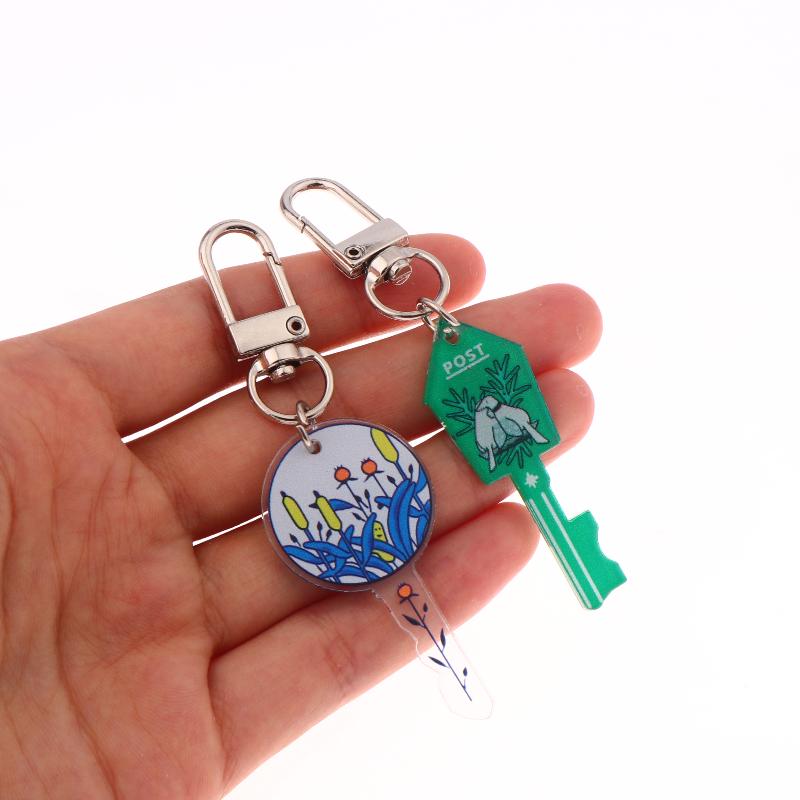Harajuku Style Forest Animal Keychain Ins Trendy Acrylic Keyring Creative Key Holder Bag Pendant Couple Gifts