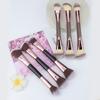 3Pcs Double Head Multi-Function Makeup Brush Set Wood Handle Powder Blusher Brush Foundation Make-up Brush Beauty Tool