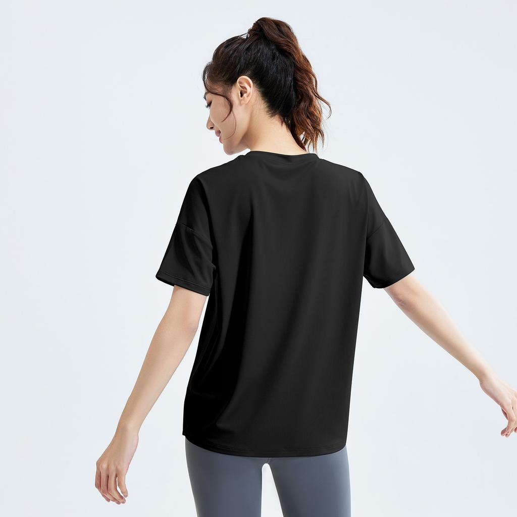 New split-ended loose yoga clothes blouse top running fitness sports short sleeves