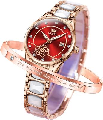 Easy To Japanese Day Gift Women's Watch, Stylish, Read, Movement, Popular, Cute, Date, Luminous, Waterproof, Valentine's (Wine Red-3606)