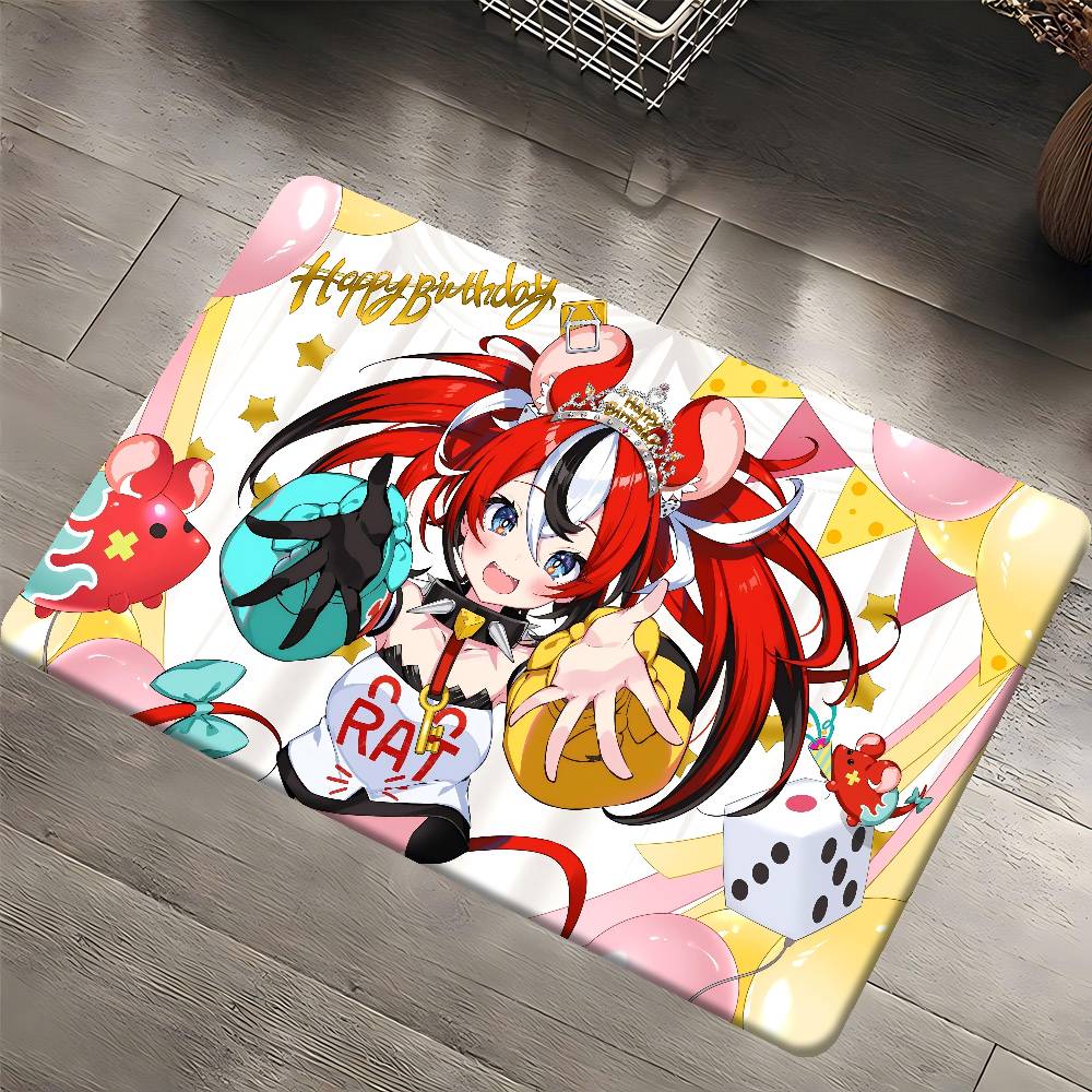 Game H-HololiveS H-Hakos Baelz Anime Hallway Carpet Washable Non-Slip Living Room Sofa Chairs Area Mat Kitchen Doormat Area Rug