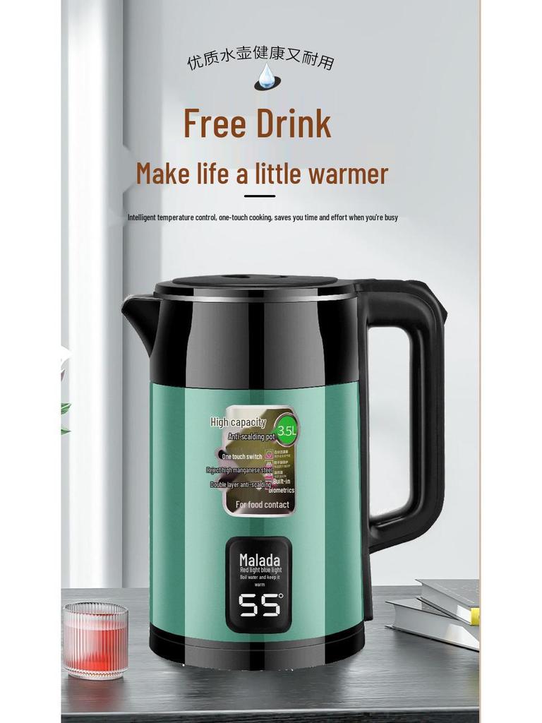 Bestseller Elektrischer Wasserkocher aus 304 Edelstahl, Großes Fassungsvermögen, Automatische Abschaltung, Isoliert.