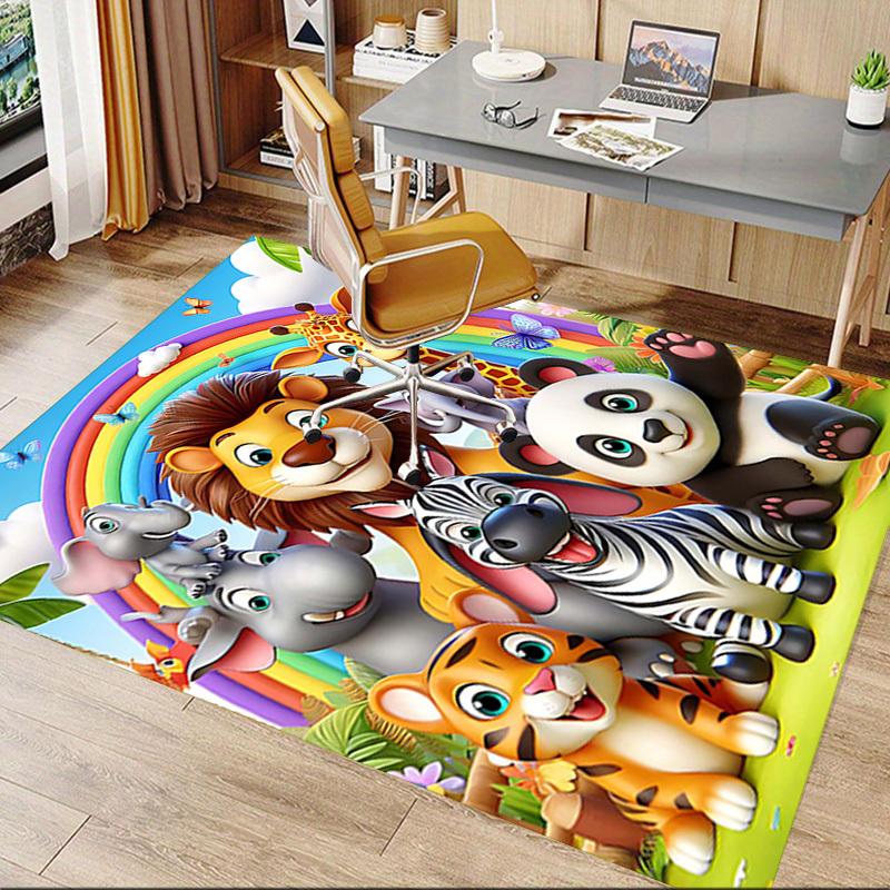 1PC Rainbow Animals Non-Slip Floor Carpet Compatible for Office&Living Room&Bedroom&Dining Room - Soft & Pattern, Vibrant Colors-H0321