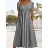 Fall New Women's Dress, Fashion Solid Color V-neck Short Sleeve Pocket Casual Dress for Women
