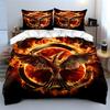 Fiery Flame Bedding Set Dark Burning Fire Bird Sci-Fi Symbol Print Duvet Cover Set Cool Bed Cover For Teen Boys Movie Fans
