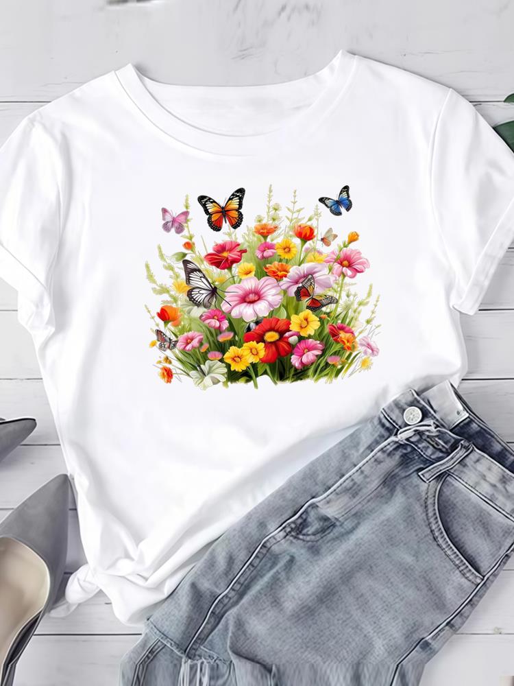 (Asian Size) trend lovely style Short Sleeve Tee Clothing T Shirt Woman Women Fashion Top Print Female Graphic T-shirts