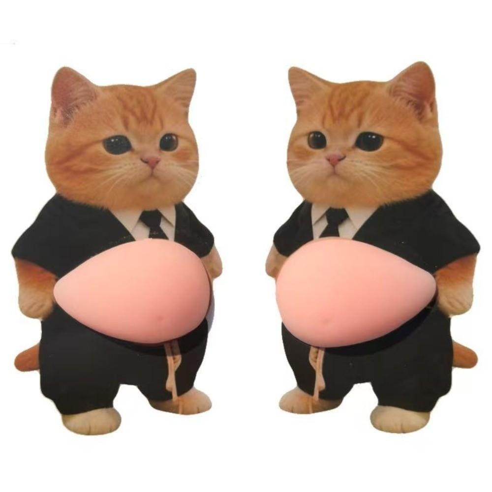 

2Pcs New Soft Silicone 3D Cat Belly Stickers Self-Adhesive Cartoon Kitten Soft Belly Sticker Bubble Sticker Laptop Decal