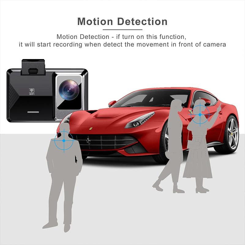 WiFi 2K Dash Cam for Car Front and Rear Dual Camera HD Night Vision Car DVR 24h Parking Monitor Black Box