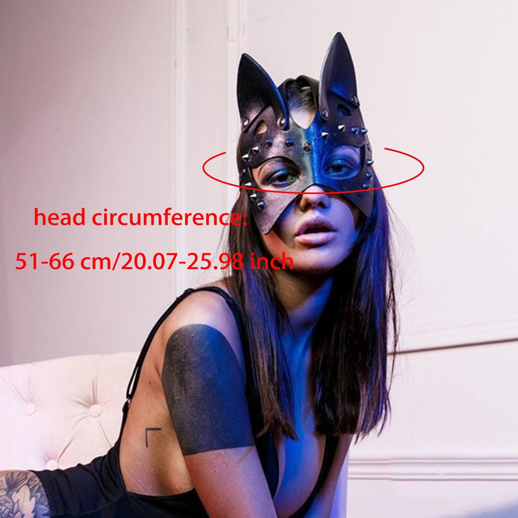 Dámská Sexi Kočičí Uši Kožená Maska Fetish Halloween Party Make-up Ples Maškarní Maska na Oči Maska