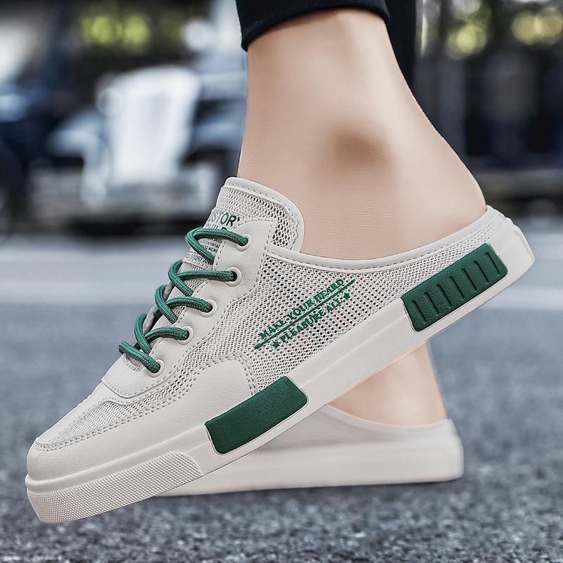 Summer Breathable Hollowed Out Mesh Shoes with Trendy Toe Caps, Half Slippers, and Pedal Shoes