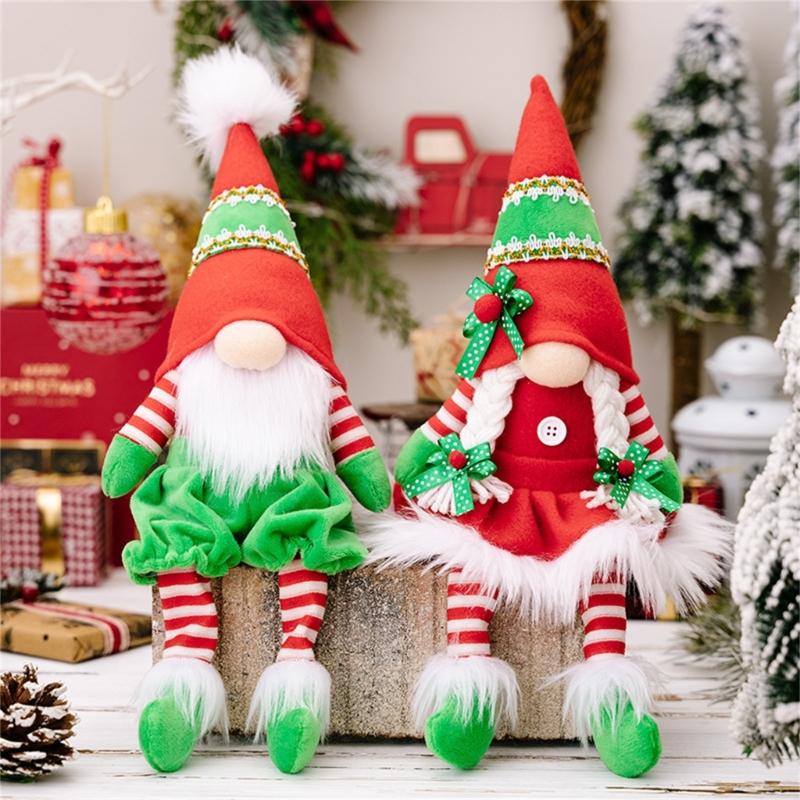 Party Red Green Gnome Doll Ornament Holiday New Year Decoration Supplies for Indoor Outdoor Garden Yard Decoration Gift