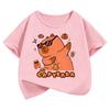 Summer Spring Cute Capybara Print Round Neck Short Sleeved Tee Shirt for Boys and Girls Fashionable Simple Children's T-shirt