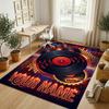Music Fire Theme Soft Crystal Velvet Rug Custom Name & Text Print Non Slip Floor Rug for Bedroom Living Room